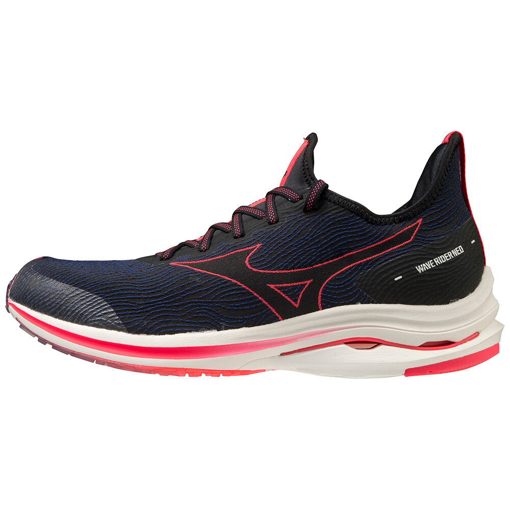 Mens Mizuno Wave Rider Neo Running Shoes Black/Pink Philippines (ALXSUE125)